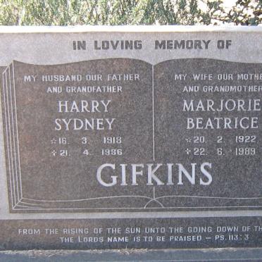 GIFKINS Harry Sydney 1918-1986 &amp; Marjorie Beatrice 1922-1989
