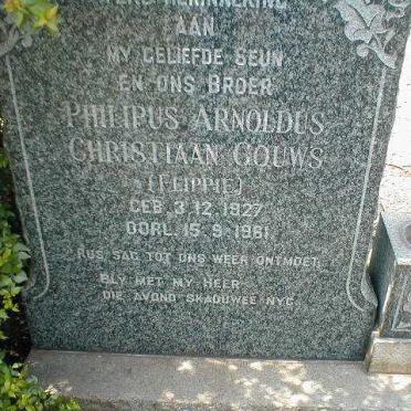 GOUWS Philipus Arnoldus Christiaan 1927-1961