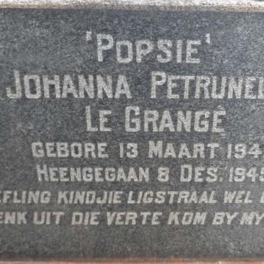GRANGE Johanna Petrunella, le 1942-1945