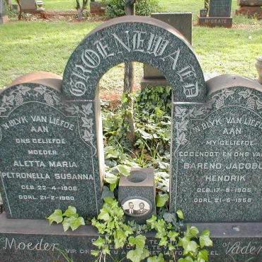 GROENEWALD Barend Jacobus Hendrik 1905-1958 &amp; Aletta Maria Petronella Susanna 1906-1980