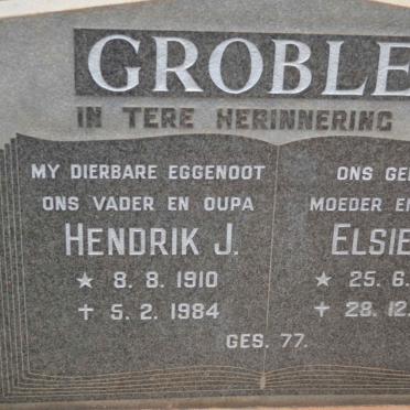 GROBLER Hendrik J. 1910-1984 &amp; Elsie S. 1915-2013