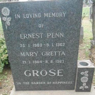 GROSE Ernest Penn 1903-1962 &amp; Mary Gretta 1904-1967