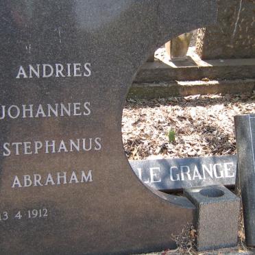 GRANGE Andries Johannes Stephanus Abraham, le 1912- &amp; Hendriehettha Willemse 1925-1985