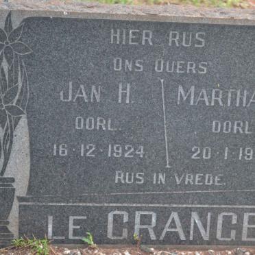 GRANGE Jan H,. le -1924 &amp; Martha J. -1950