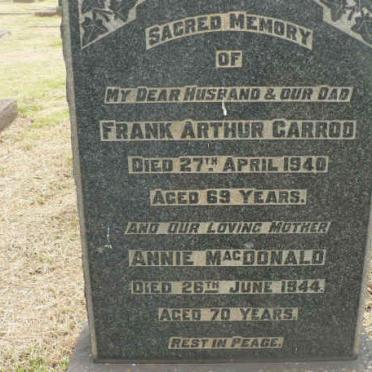 GARROD Frank Arthur -1940 &amp; Annie MacDonald -1944