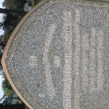 GEDDES Alexander 1872-1904