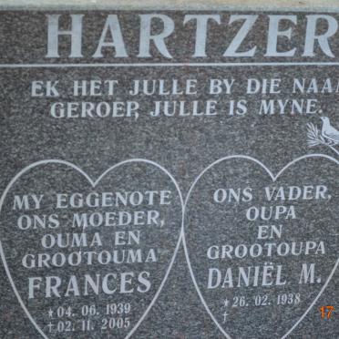 HARTZER Daniël M. 1938- &amp; Frances 1939-2005