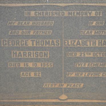 HARRISON George Thomas -1955 &amp; Elizabeth -1957