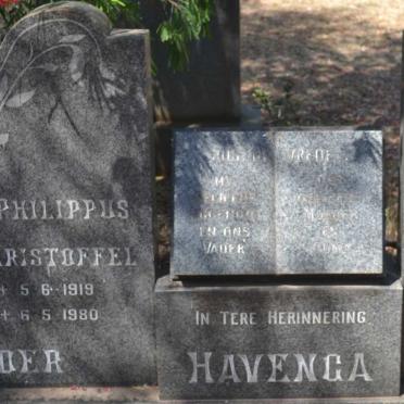 HAVENGA Philippus Christoffel 1918-1980 &amp; Frances Margaret Elizabeth 1919-2004