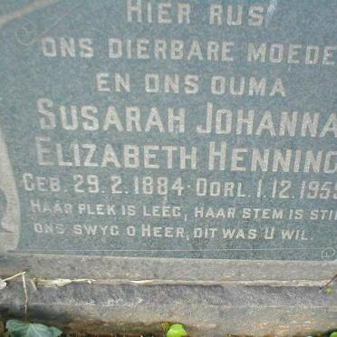 HENNING Susarah Johanna Elizabeth 1884-1959