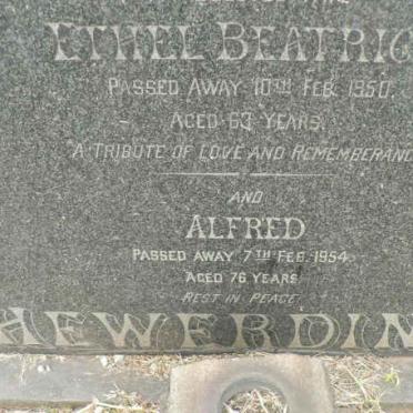HEWERDINE Alfred -1954 &amp; Ethel Beatrice -1950