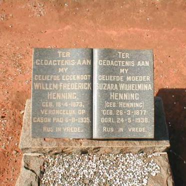 HENNING Willem Frederick 1873-1935 &amp; Suzara Wilhelmina HENNING 1877-1938