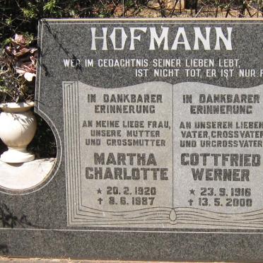 HOFMANN Gottfried Herman 1916-2000 &amp; Martha Charlotte 1920-1987