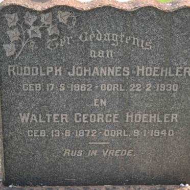HOEHLER Rudolph Johannes 1862-1930 :: HOEHLER Walter George 1872-1940