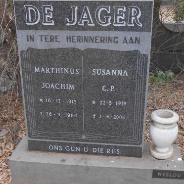 JAGER Marthinus Joachim, de 1915-1984 &amp; Susanna C.P. 1919-2006