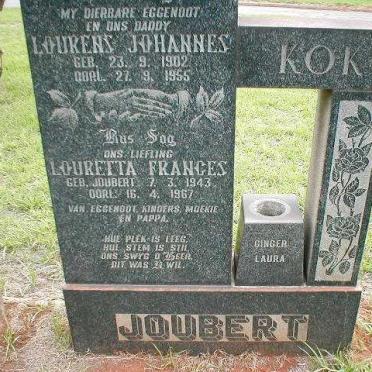 JOUBERT Lourens Johannes 1902-1955 :: KOK Louretta Frances nee JOUBERT 1943-1967