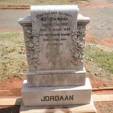 JORDAAN Hester 1906-1940