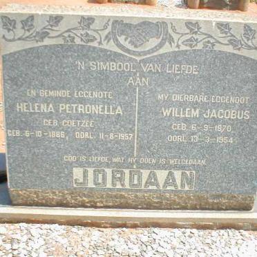 JORDAAN Willem Jacobus 1870-1954 &amp; Helena Petronella COETZEE 1886-1957