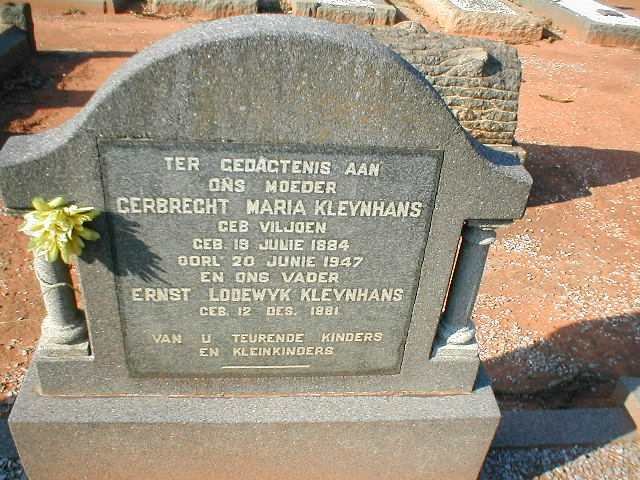 KLEYNHANS Ernst Lodewyk 1881- &amp; Gerbrecht Maria VILJOEN 1884-1947