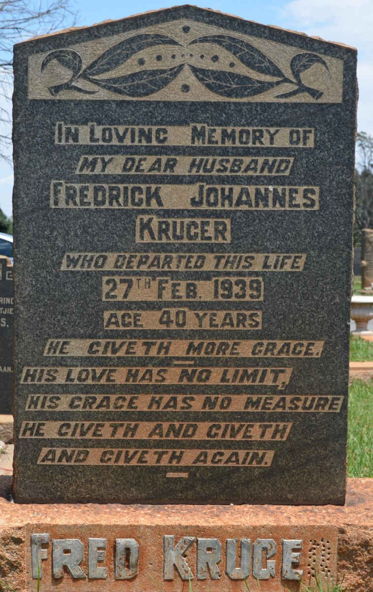 KRUGER Fredrick Johannes -1939