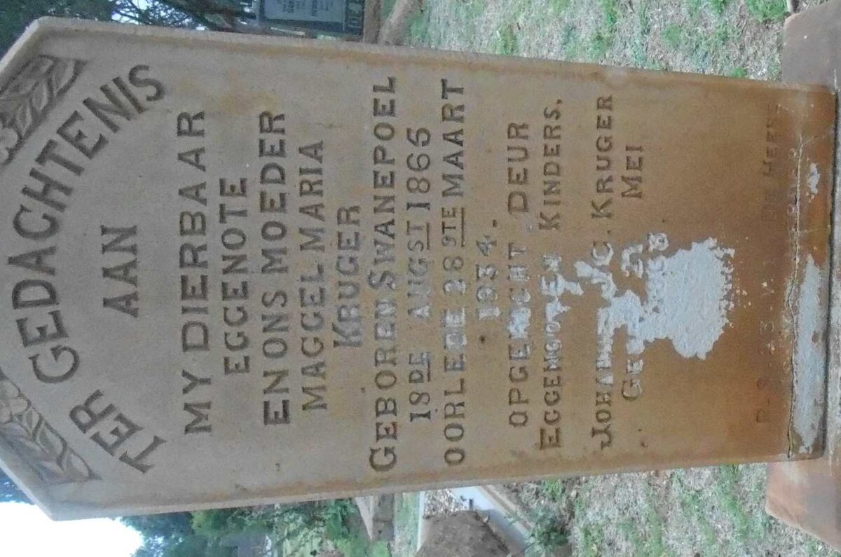 KRUGER Johannes J.C. -1963 :: KRUGER Maggel Maria nee SWANEPOEL 1865-1934