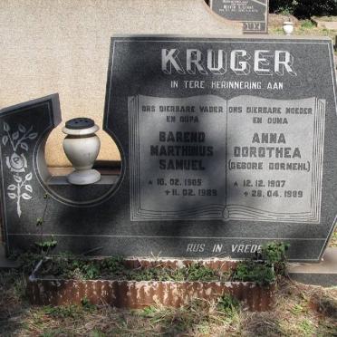 KRUGER Barend Marthinus Samuel 1905-1989 &amp; Anna Dorothea DORMEHL 1907-1989