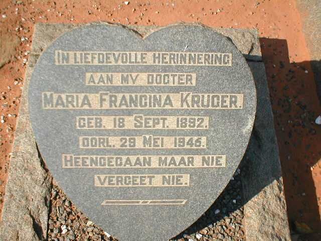 KRUGER Maria Francina 1892-1945