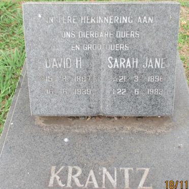 KRANTZ David H. 1887-1939 &amp; Sarah Jane 1896-1983