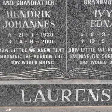 LAURENS Hendrik Johannes 1930-2001 &amp; Ivy Edna 1930-2003