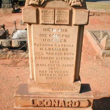 LEONARD Susanna Catrina M. nee VAN DER BERG 1871-1938