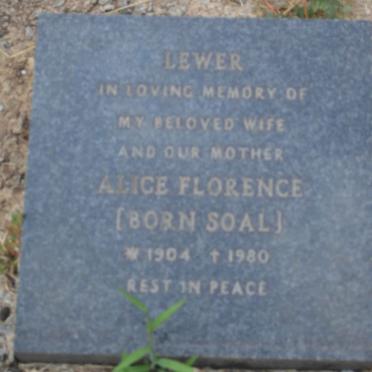 LEWER Alice Florence nee SOAL 1904-1980