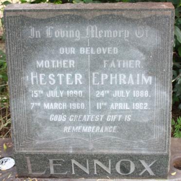 LENNOX Ephraim 1888-1962 &amp; Hester 1890-1960