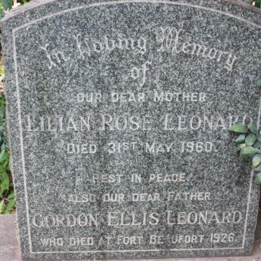 LEONARD Gordon Ellis -1926 &amp; Lillian Rose -1960