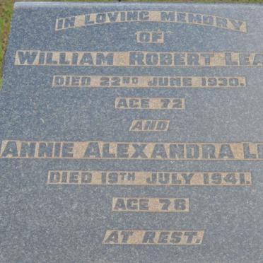 LEAH William Robert -1930 &amp; Annie Alexandra -1941