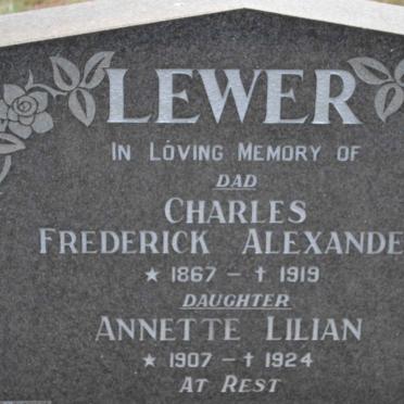 LEWER Charles Frederick Alexander 1867-1919 :: LEWER Annette Lilian 1907-1924