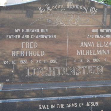 LUCHTENSTEIN Fred Berthold 1928-1990 &amp; Anna Elizabeth Wilhelmina POOL 1926-