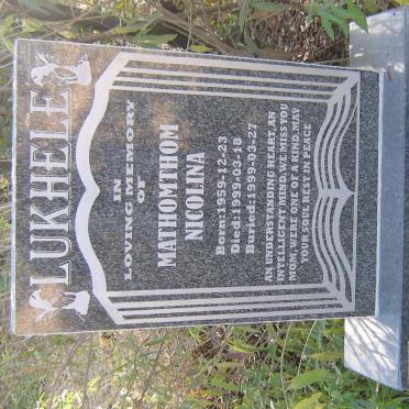 LUKHELE Mathomthom Nicolina 1959-1999