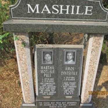 MASHILE Amos Dintšitile 1916-2004 &amp; Martha Motlale Pule 1919-2002