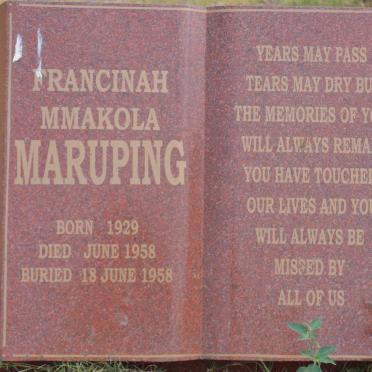 MARUPING Francinah Mmakola 1929-1958