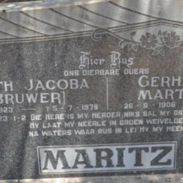 MARITZ Gerhardus Marthinus 1906-1968 &amp; Judith Jacoba BRUWER 1923-1979