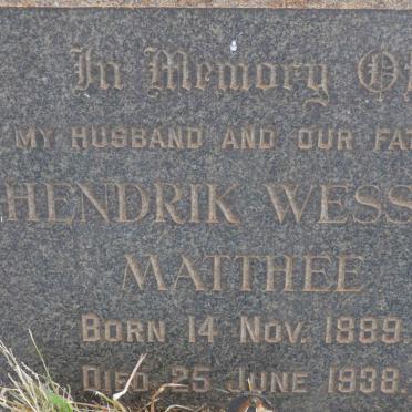 MATTHEE Hendrik Wessel 1889-1938