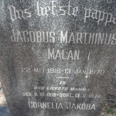 MALAN Jacobus Marthinus 1916-1970 &amp; Cornelia Jakoba 1919-1974