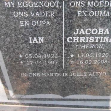 McDIARMID Ian 1922-1997 &amp; Jacoba Christina THERON 1920-2008