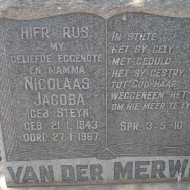 MERWE Nicolaas Jacoba, van der nee STEYN 1943-1967