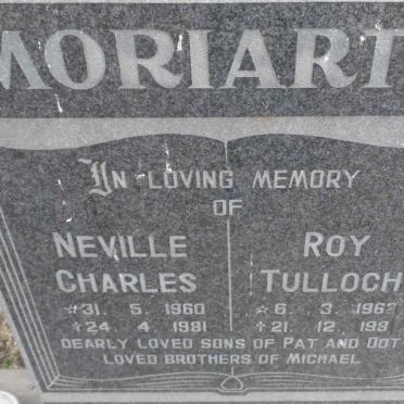 MORIARTY Neville Charles 1960-1981 :: MORIARTY Roy Tulloch 1962-199?