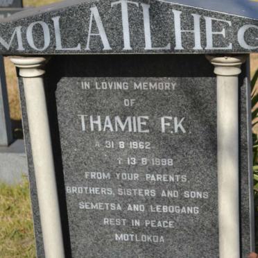 MOLATLHEGI Thamie F.K. 1962-1998