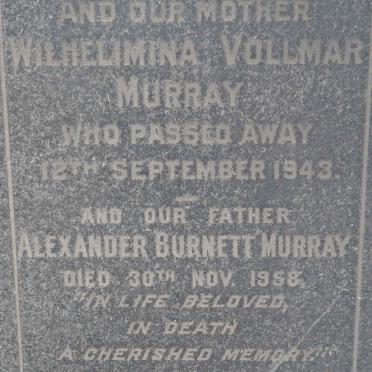 MURRAY Alexander Burnett -1958 &amp; Wilhelimina Vollmar -1943