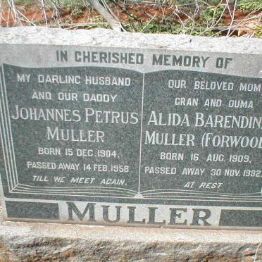 MULLER Johannes Petrus 1904-1958 &amp; Alida Barendina FORWOOD 1909-1982