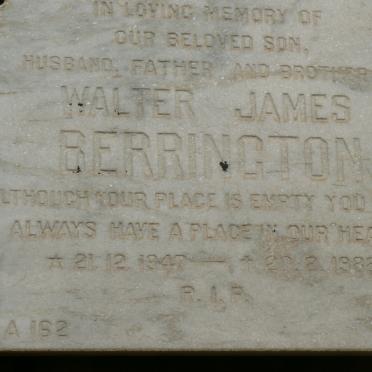 BERRINGTON Walter James 1947-1988