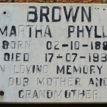 BROWN Martha Phyllis 1898-1983